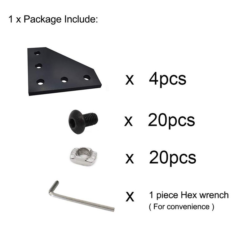 BLCCLOY 4Sets 20x20 Series L Shape Joint Bracket with Screws and Nuts Interior Corner Connector for 2020 Aluminum Extrusion Profile 3D Printer Frame - Image 3